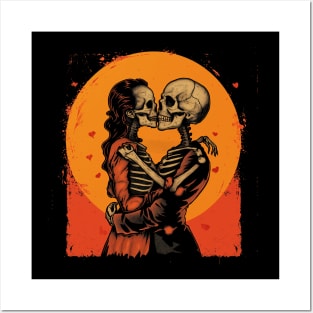 Valentine's Day Vintage Halloween Skeletons Kiss Witch Retro Cute Super Cool Best Gift Posters and Art